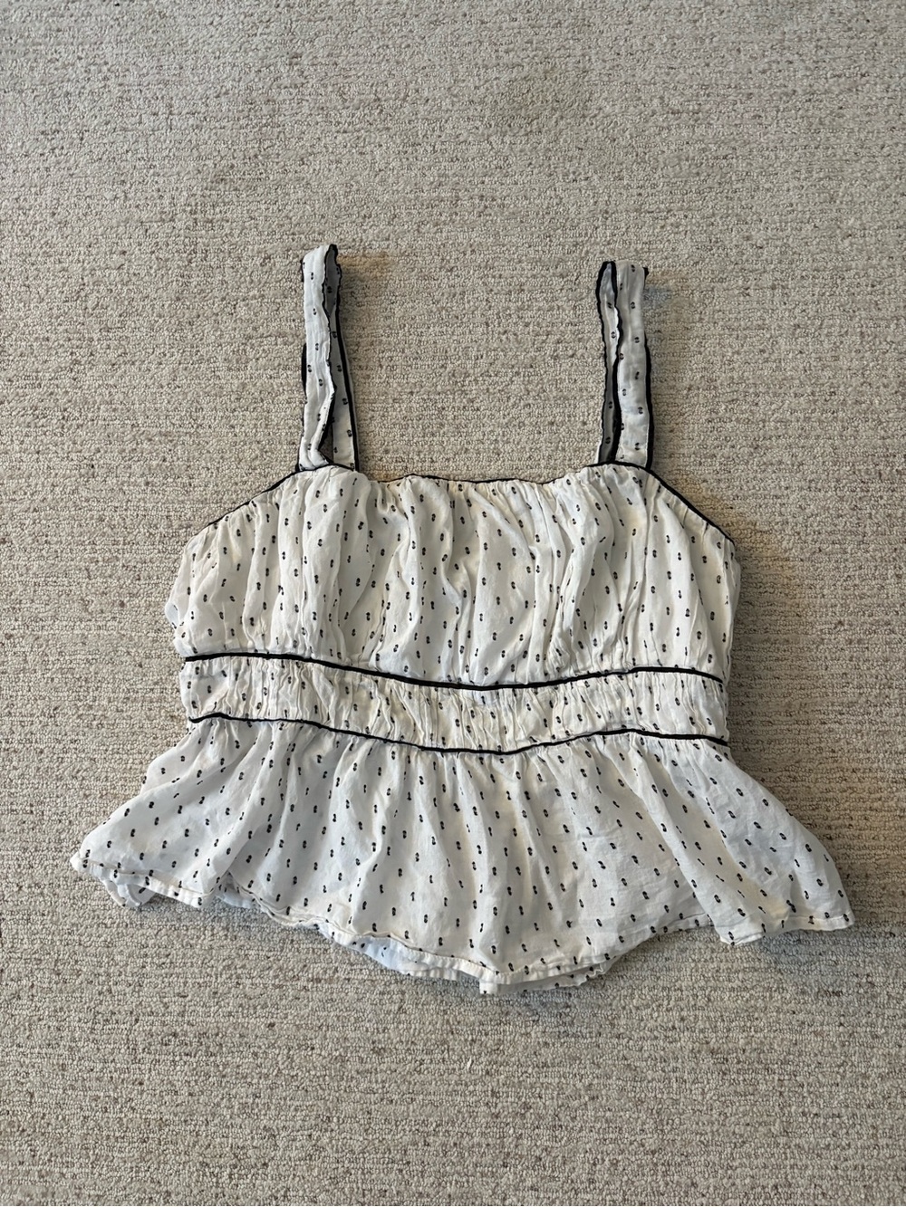 GAP White Tank Top with Black Dot Trim